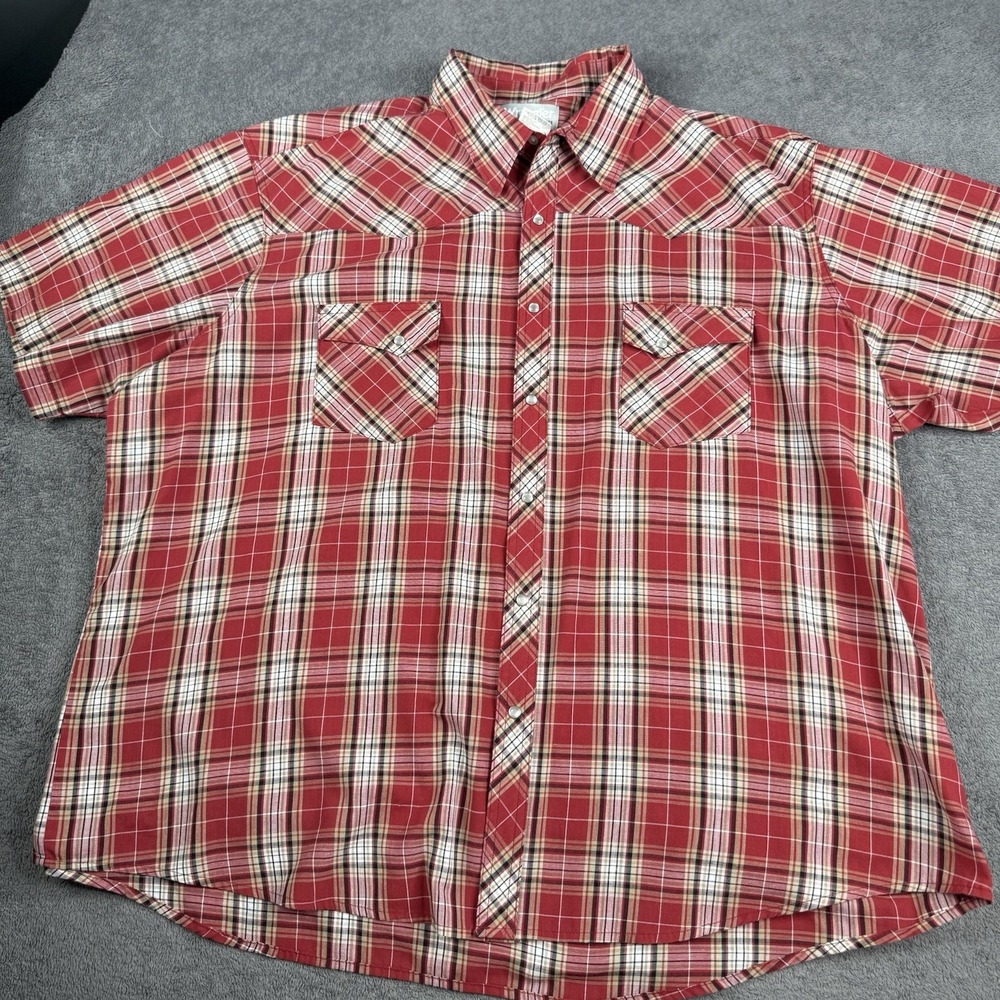 Wrangler Pearl Snap Shirt 3X Red Plaid Western Cowboy Short Sleeve